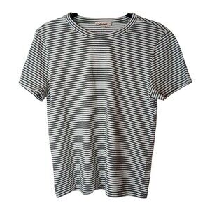 NWT Madewell Women Top XS Green Stiped Crew Neck Short Sleeve Casual  T-Shirt